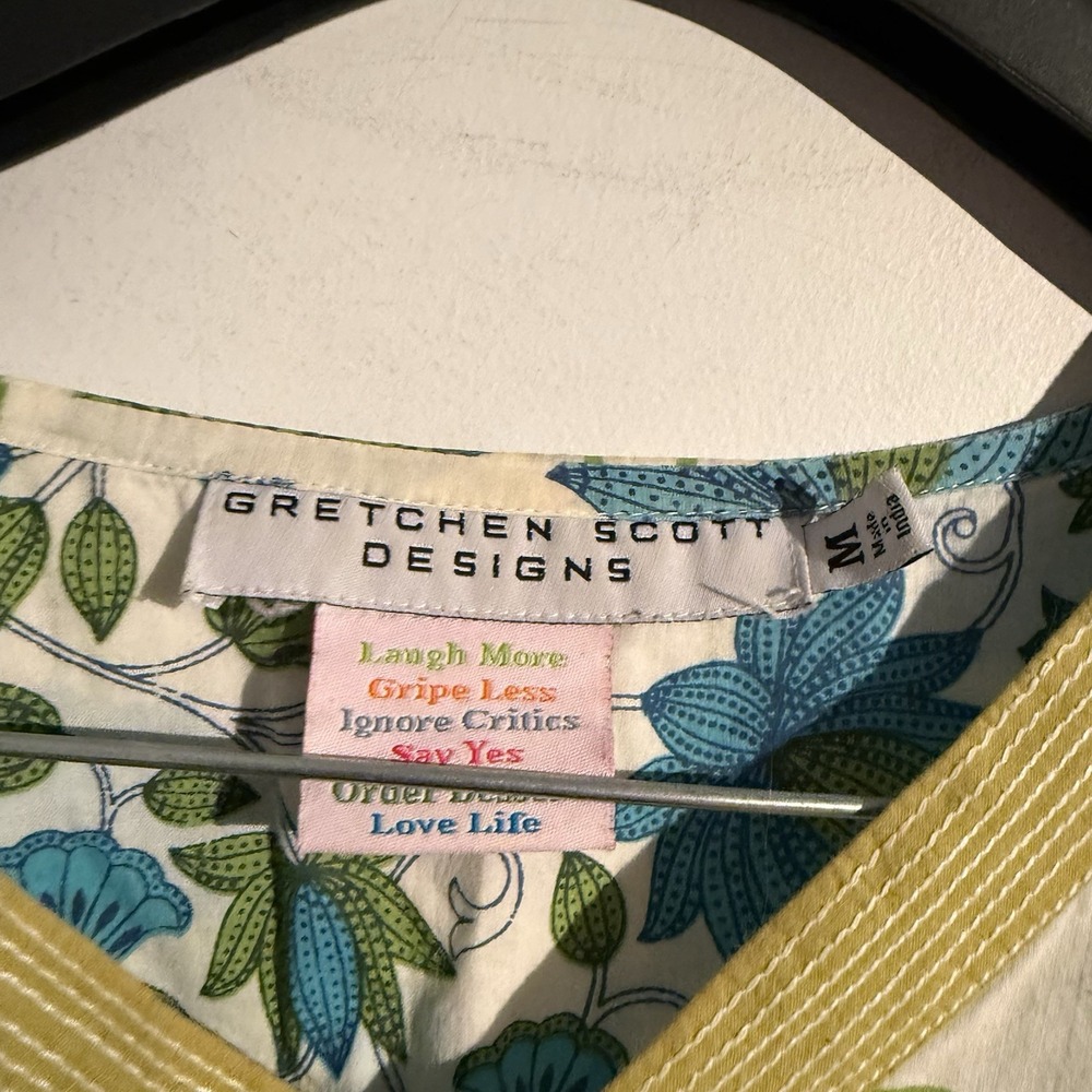 Gretchen Scott Medium Top Floral Boho Cottagecore Preppy Coastal Cotton - Picture 6 of 6